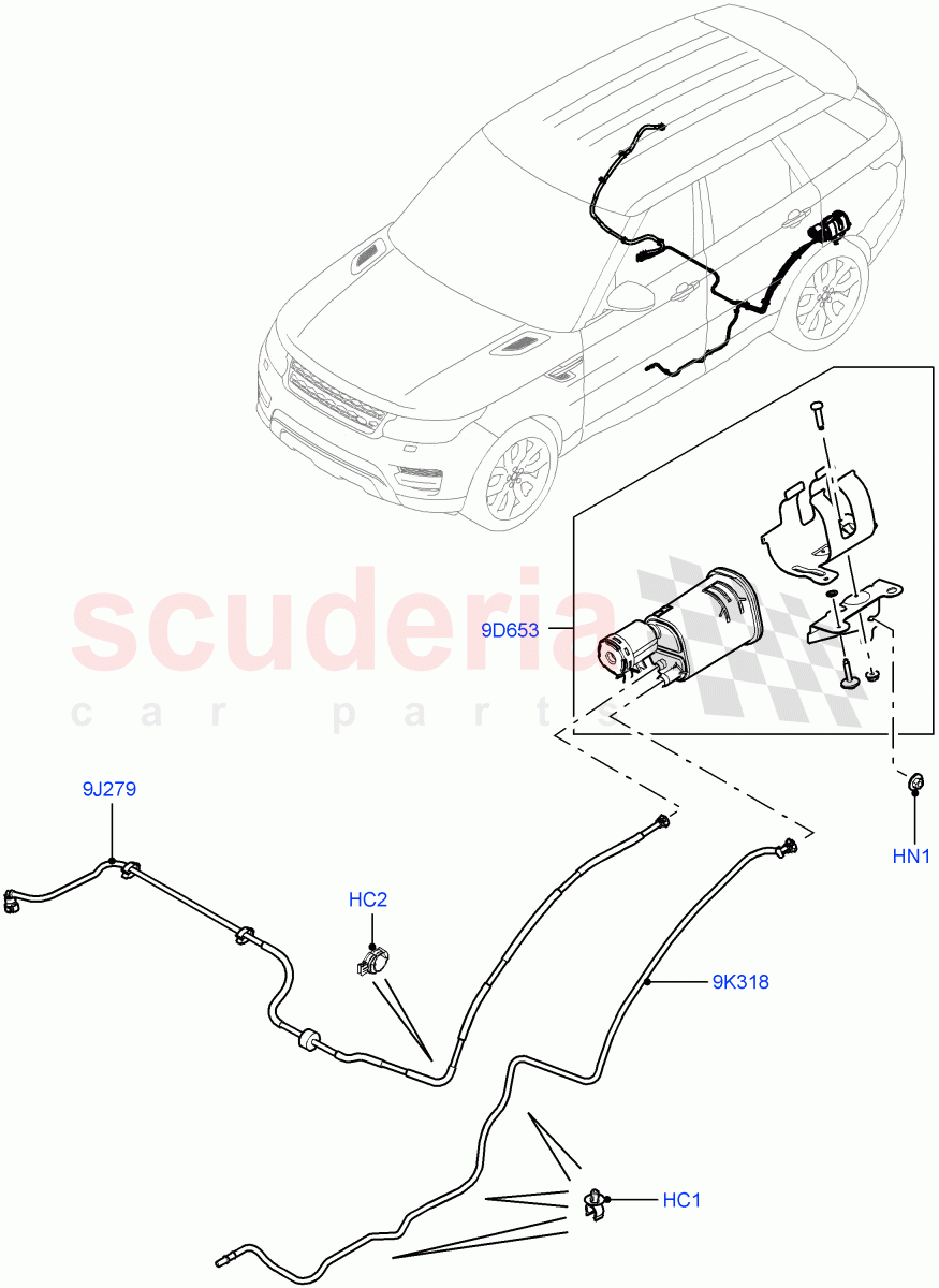 Fuel Lines (Rear) (3.0L DOHC GDI SC V6 PETROL, Fuel Tank Filler Neck - Unleaded) ((V) TOJA999999) of Land Rover Land Rover Range Rover Sport (2014+) [3.0 DOHC GDI SC V6 Petrol]