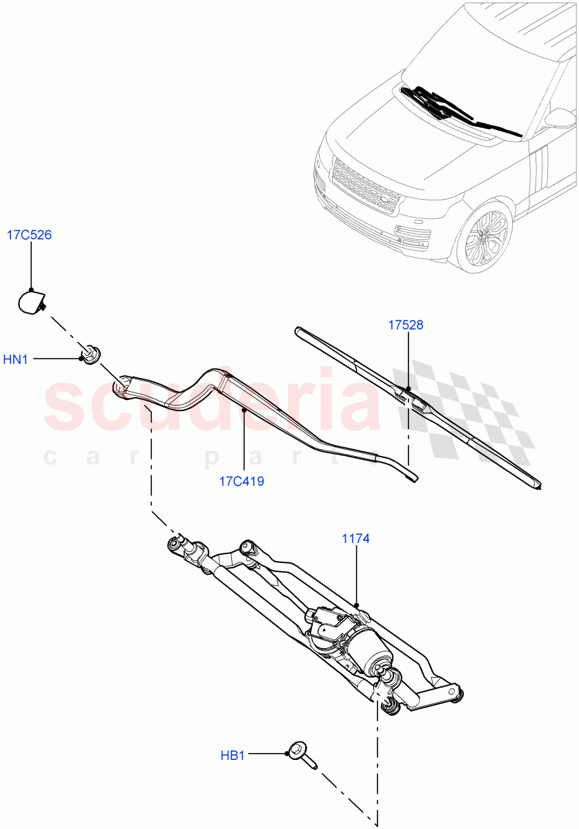 Windscreen Wiper of Land Rover Land Rover Range Rover (2012-2021) [3.0 Diesel 24V DOHC TC]