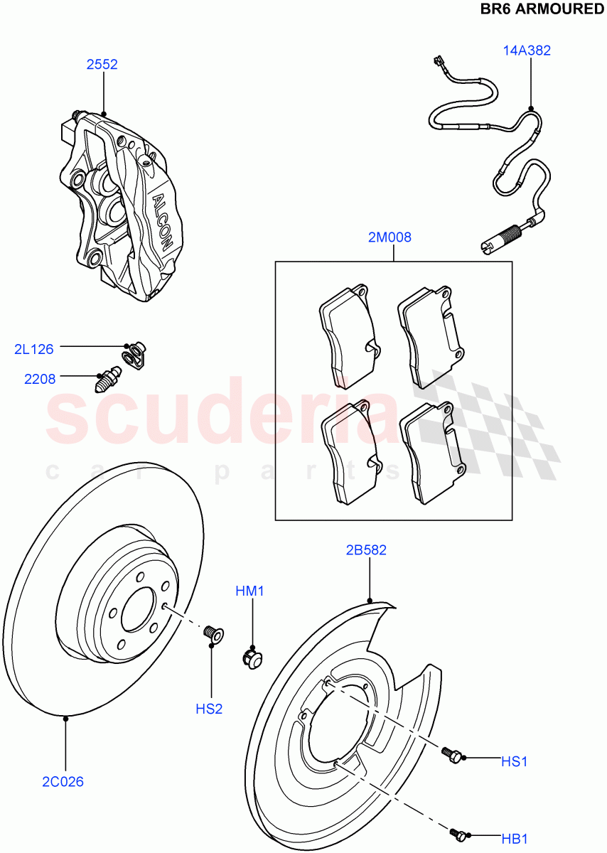 Rear Brake Discs And Calipers (With B6 Level Armouring) ((V) FROMAA000001) of Land Rover Land Rover Range Rover (2010-2012) [5.0 OHC SGDI NA V8 Petrol]