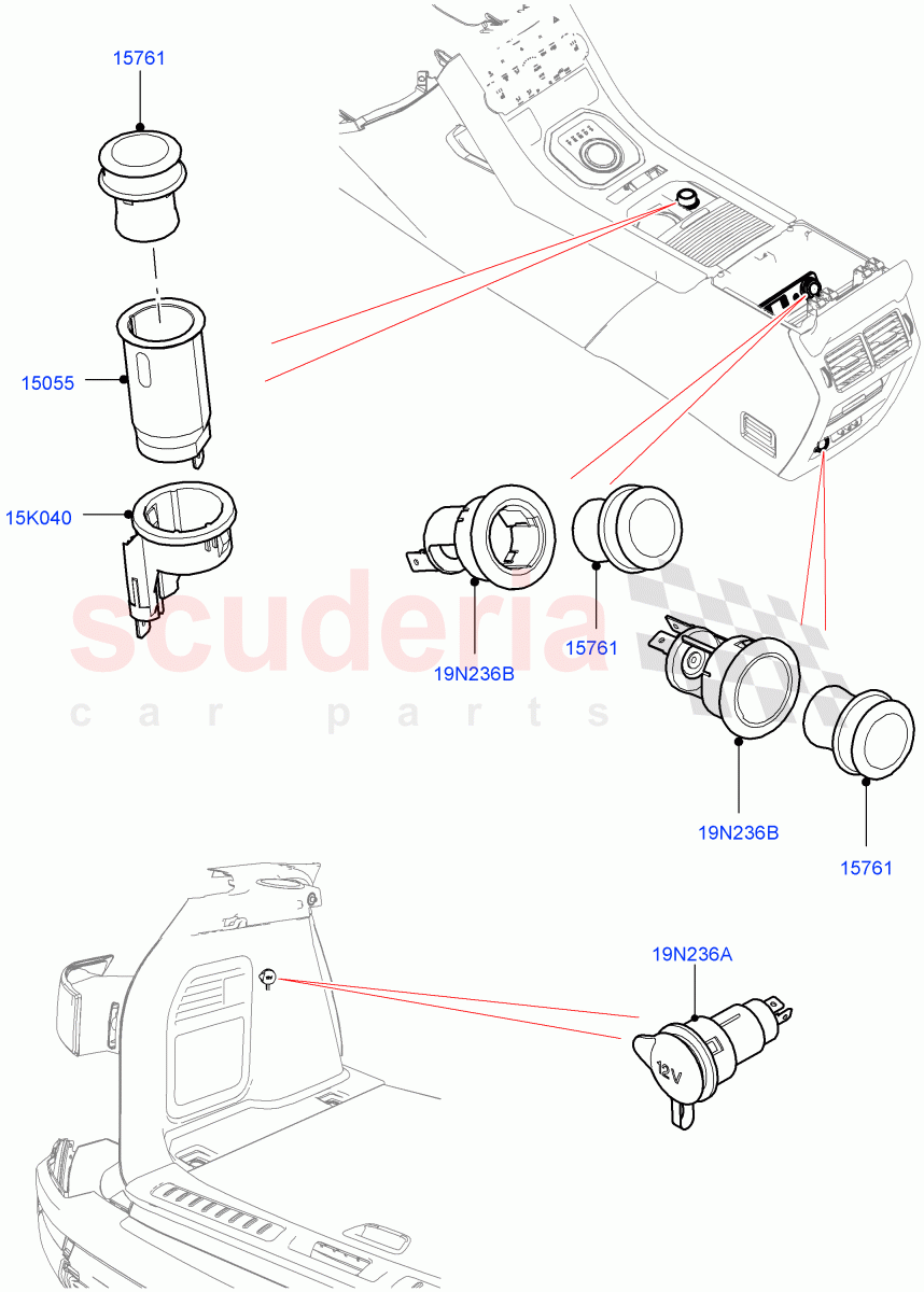 Auxiliary Electrical Power Points(Itatiaia (Brazil))((V)FROMGT000001) of Land Rover Land Rover Range Rover Evoque (2012-2018) [2.0 Turbo Petrol AJ200P]