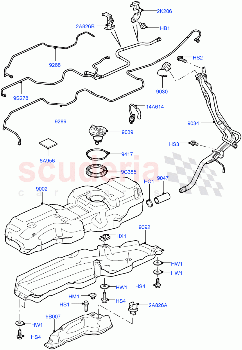 Fuel Tank & Related Parts (This Section Refers To TSB LTB00293, With 2 Vent Pipes, Vehicles Fitted With 10MY Fuel Tank) (AJ Petrol 4.2 V8 Supercharged) of Land Rover Land Rover Range Rover Sport (2005-2009) [4.2 Petrol V8 Supercharged]