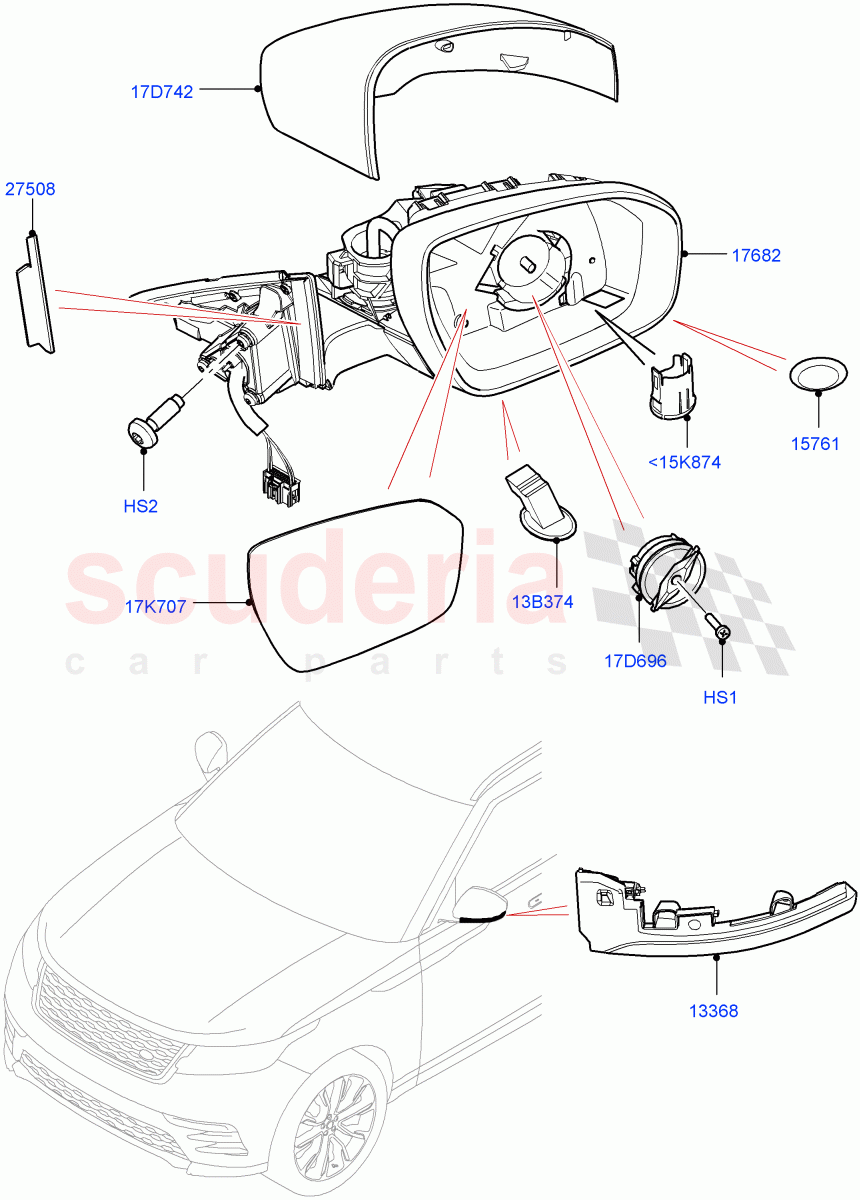 Exterior Rear View Mirror of Land Rover Land Rover Range Rover Velar (2017+) [5.0 OHC SGDI SC V8 Petrol]