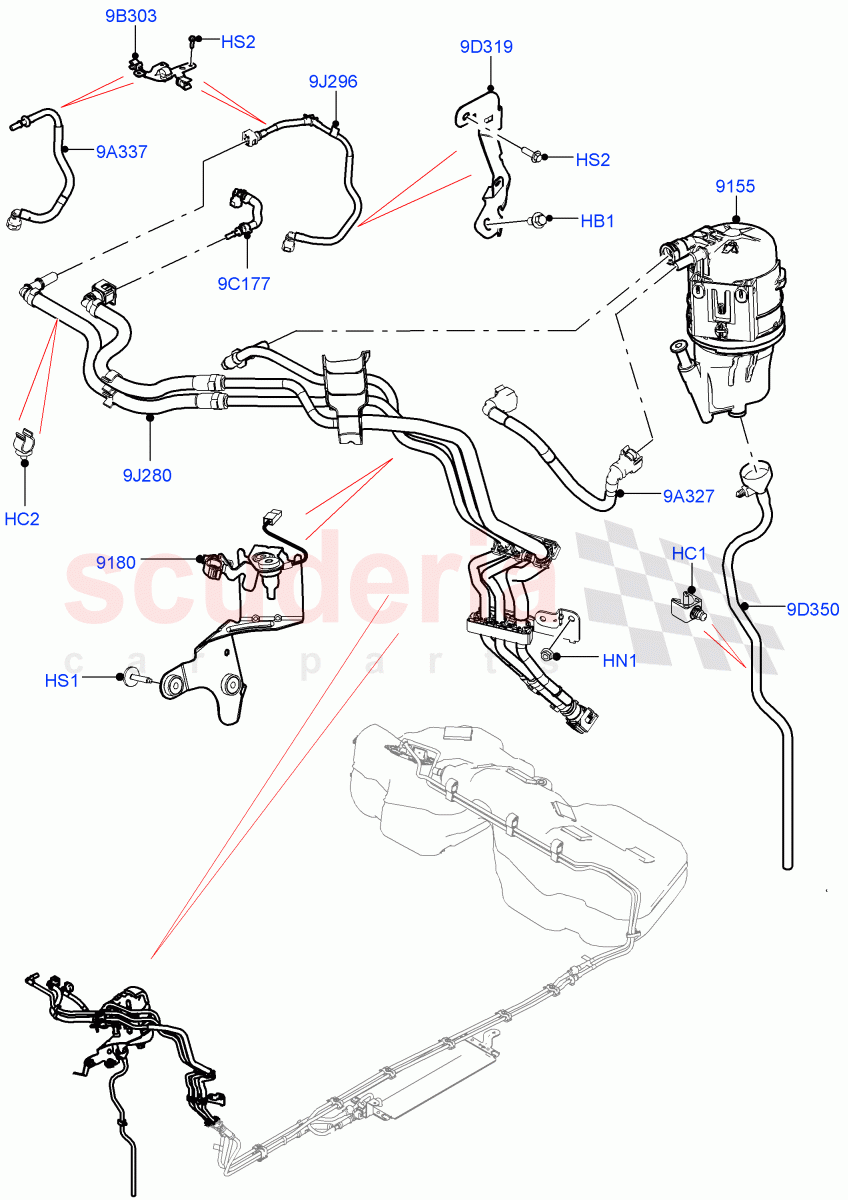 Fuel Lines (Front) (2.0L AJ21D4 Diesel Mid) ((V) FROMMA000001) of Land Rover Land Rover Range Rover Velar (2017+) [2.0 Turbo Diesel AJ21D4]