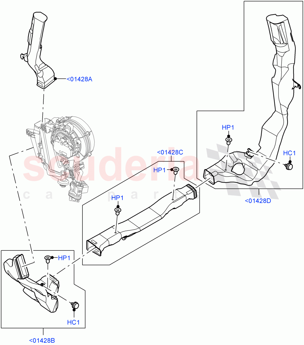 Air Vents, Louvres And Ducts(Internal Components, 3rd Row)(Standard Wheelbase,3 Zone Air Conditioning + Chiller) of Land Rover Land Rover Defender (2020+) [5.0 OHC SGDI SC V8 Petrol]