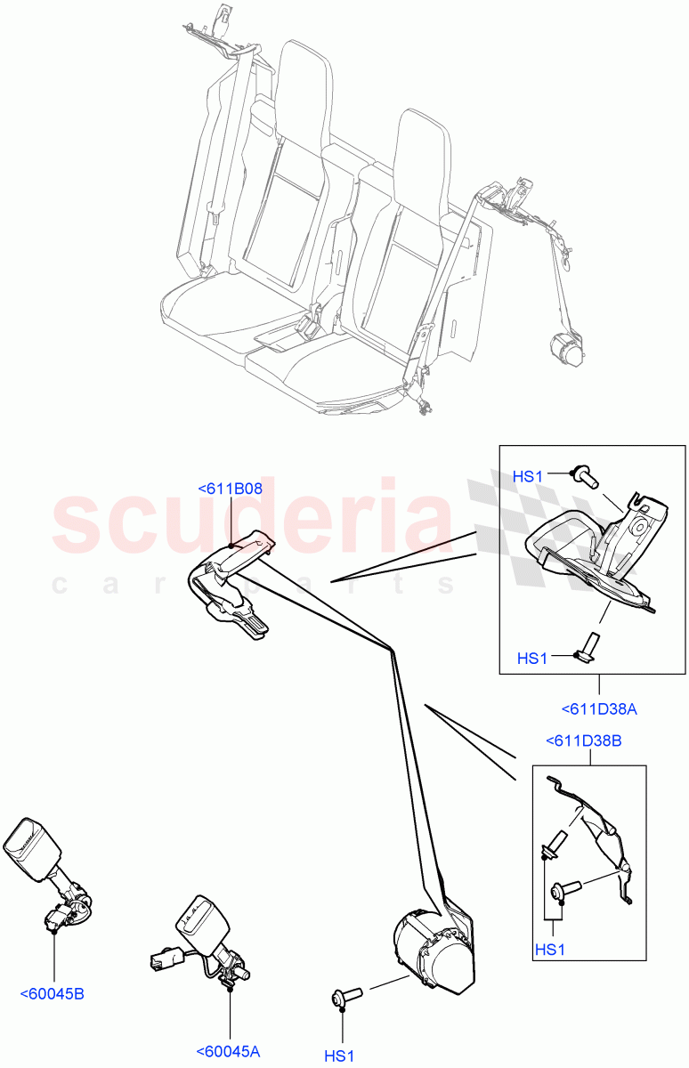 Rear Seat Belts(With 7 Seat Configuration) of Land Rover Land Rover Range Rover Sport (2014+) [5.0 OHC SGDI SC V8 Petrol]