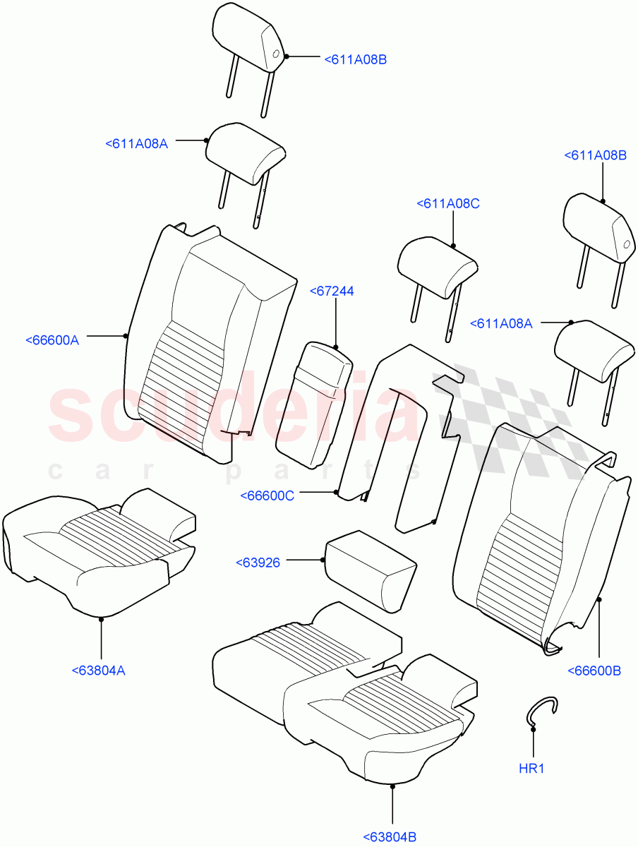 Rear Seat Covers(Taurus Leather Perforated,Halewood (UK),60/40 Load Through With Slide)((V)TOKH999999) of Land Rover Land Rover Discovery Sport (2015+) [1.5 I3 Turbo Petrol AJ20P3]