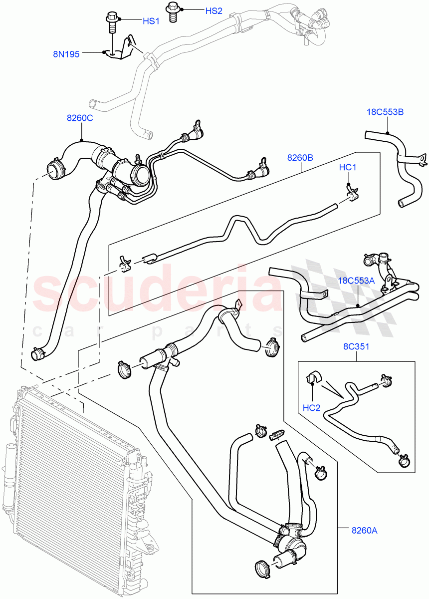 Cooling System Pipes And Hoses (Cologne V6 4.0 EFI (SOHC)) ((V) FROMAA000001) of Land Rover Land Rover Discovery 4 (2010-2016) [4.0 Petrol V6]