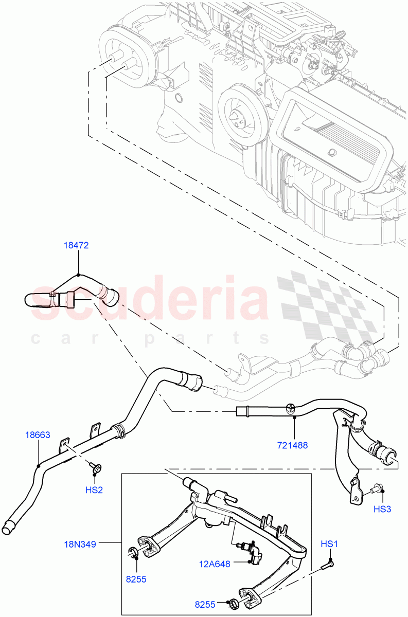 Heater Hoses(Front)(3.0L DOHC GDI SC V6 PETROL,With Fresh Air Heater,With Ptc Heater,Less Heater) of Land Rover Land Rover Range Rover Sport (2014+) [3.0 Diesel 24V DOHC TC]