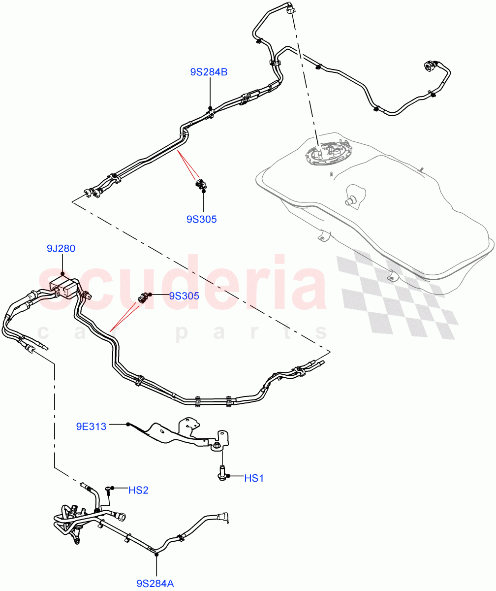 Fuel Lines (1.5L AJ20P3 Petrol High PHEV, Halewood (UK)) ((V) FROMLH000001) of Land Rover Land Rover Discovery Sport (2015+) [1.5 I3 Turbo Petrol AJ20P3]