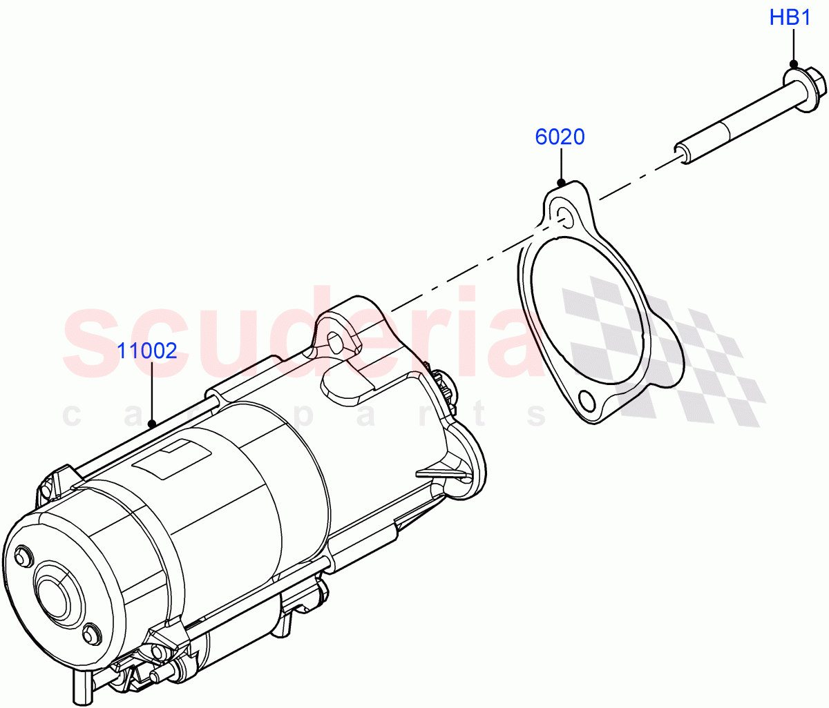 Starter Motor(2.0L AJ200P Hi PHEV)((V)FROMMA000001) of Land Rover Land Rover Range Rover Velar (2017+) [2.0 Turbo Petrol AJ200P]