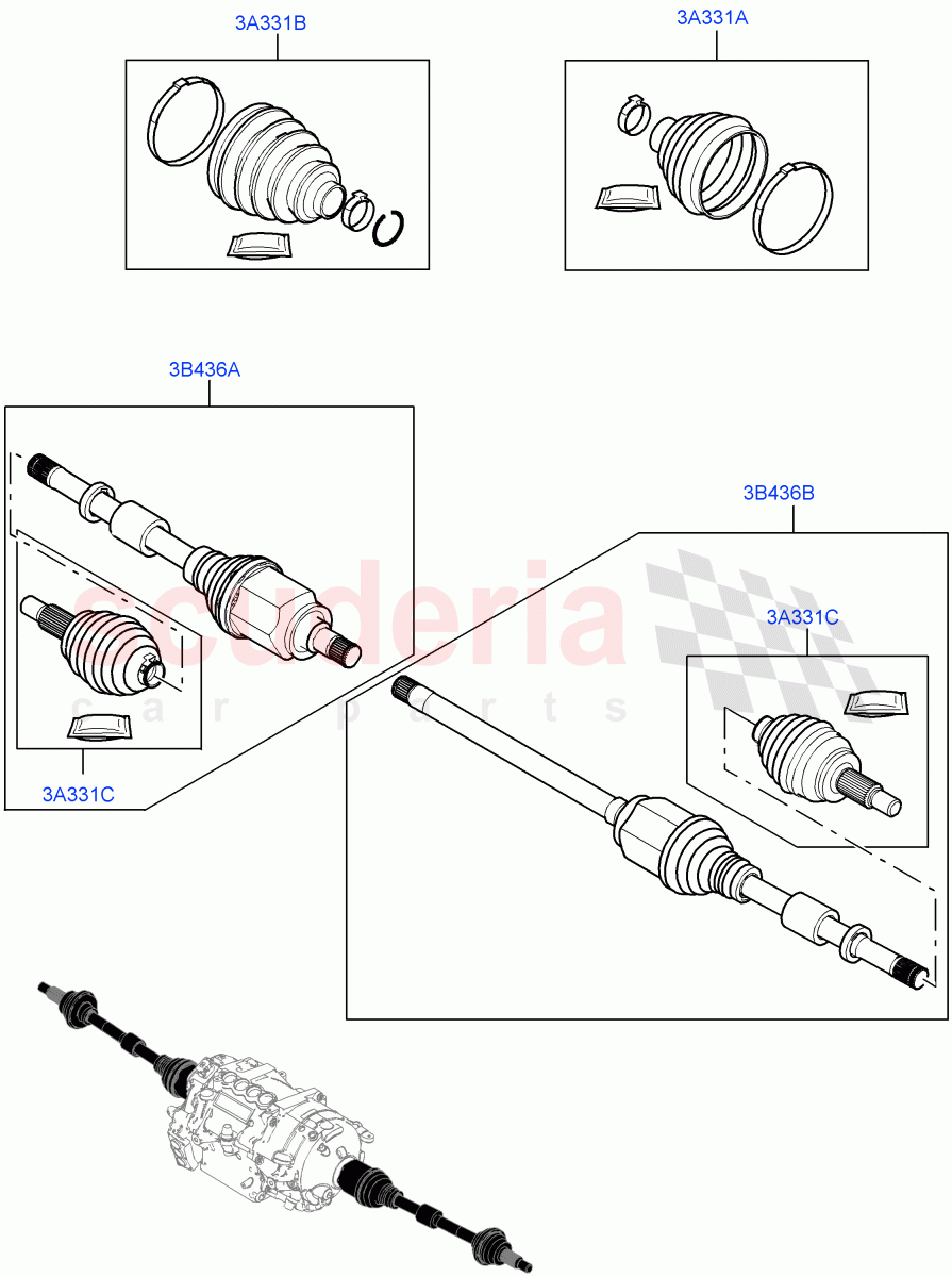 Drive Shaft - Rear Axle Drive (1.5L AJ20P3 Petrol High PHEV, Halewood (UK), All Wheel Drive) ((V) FROMLH000001) of Land Rover Land Rover Range Rover Evoque (2019+) [2.0 Turbo Diesel]