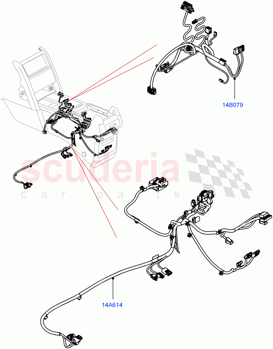 Center Console Harness(Solihull Plant Build)((V)FROMKA000001) of Land Rover Land Rover Discovery 5 (2017+) [3.0 I6 Turbo Petrol AJ20P6]