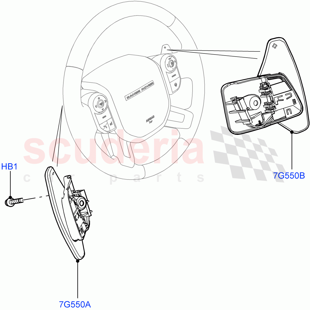 Gear Change-Automatic Transmission(Steering Wheel, Solihull Plant Build)(3.0L AJ20P6 Petrol PHEV,8HP Gen3 Hybrid Trans,Paddle Shift,Paddle Shift - Noble)((V)FROMJA000001) of Land Rover Land Rover Range Rover Sport (2014+) [3.0 Diesel 24V DOHC TC]