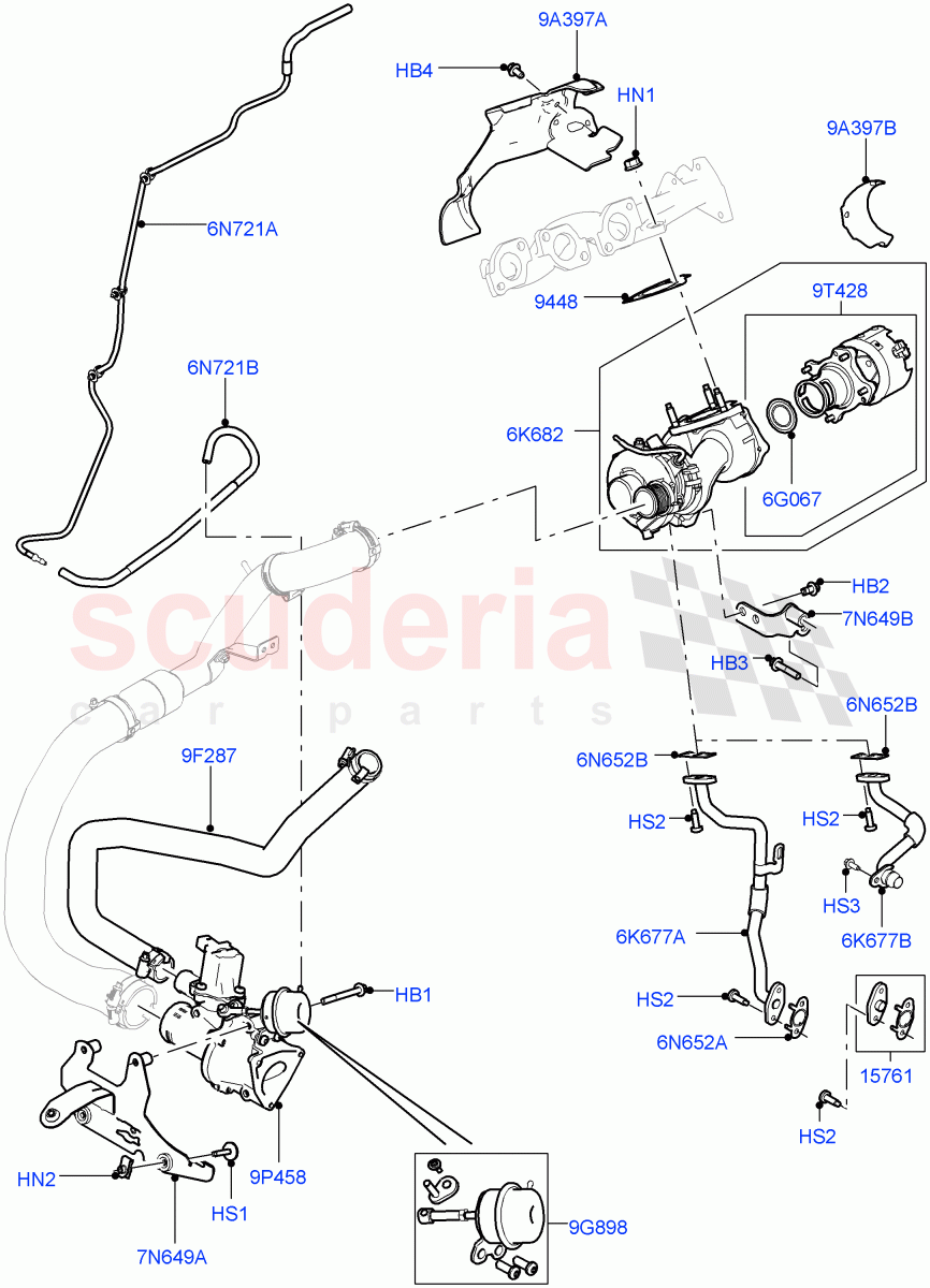 Turbocharger(RH Side - Secondary)(3.0L 24V DOHC V6 TC Diesel,3.0 V6 Diesel Electric Hybrid Eng,3.0L 24V V6 Turbo Diesel Std Flow,3.0 V6 D Gen2 Twin Turbo) of Land Rover Land Rover Range Rover (2012-2021) [3.0 Diesel 24V DOHC TC]