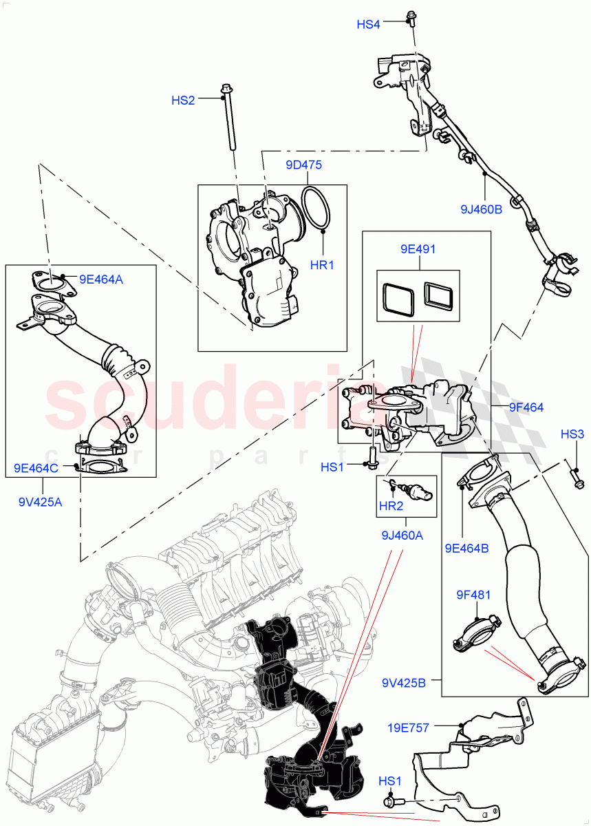 Exhaust Gas Recirculation (Low Pressure EGR) (2.0L AJ20D4 Diesel High PTA, Halewood (UK)) of Land Rover Land Rover Range Rover Evoque (2019+) [2.0 Turbo Diesel]