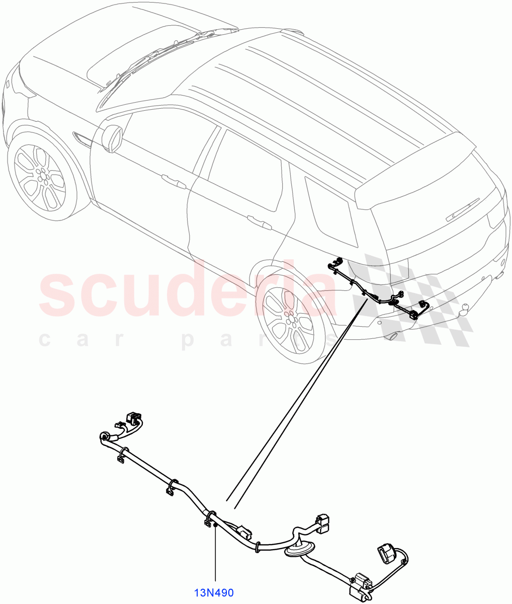 Electrical Wiring - Body And Rear (Towing) (Halewood (UK), T/Tow Hitch Prep - ROW, Tow Hitch Elec Deployable Swan Neck, X-Bar Detachable Tow Ball - 13 Pin, With X-Bar Trailer Prep - NAS) of Land Rover Land Rover Discovery Sport (2015+) [2.0 Turbo Petrol AJ200P]