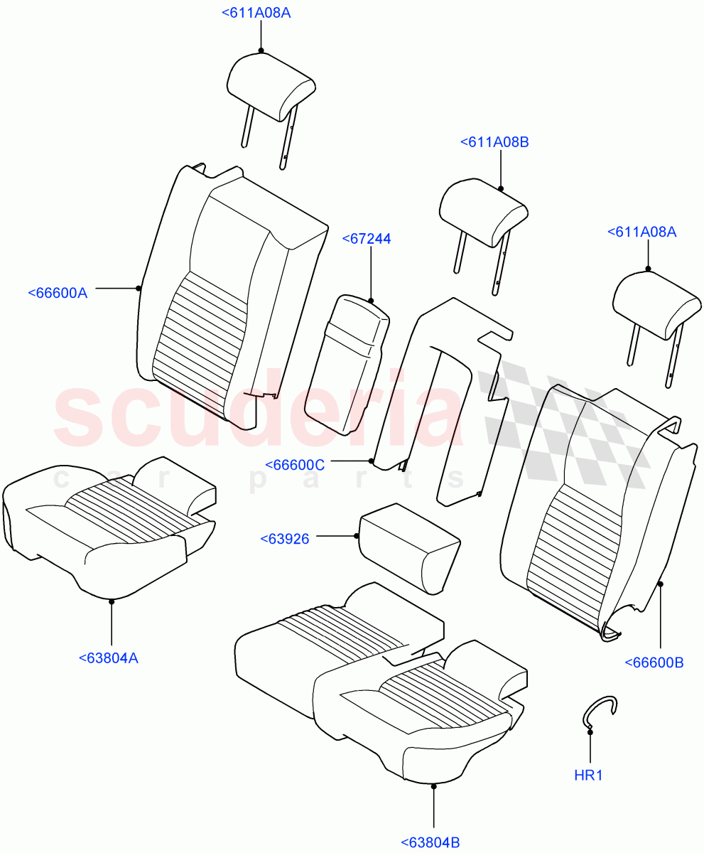 Rear Seat Covers(Taurus Leather Perforated,Itatiaia (Brazil),With 60/40 Manual Fold Thru Rr Seat)((V)FROMGT000001) of Land Rover Land Rover Discovery Sport (2015+) [1.5 I3 Turbo Petrol AJ20P3]