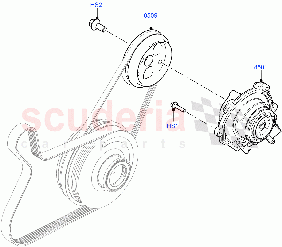 Water Pump(2.0L AJ21D4 Diesel Mid,Halewood (UK),Electric Engine Battery-MHEV)((V)FROMMH000001) of Land Rover Land Rover Range Rover Evoque (2019+) [2.0 Turbo Diesel AJ21D4]