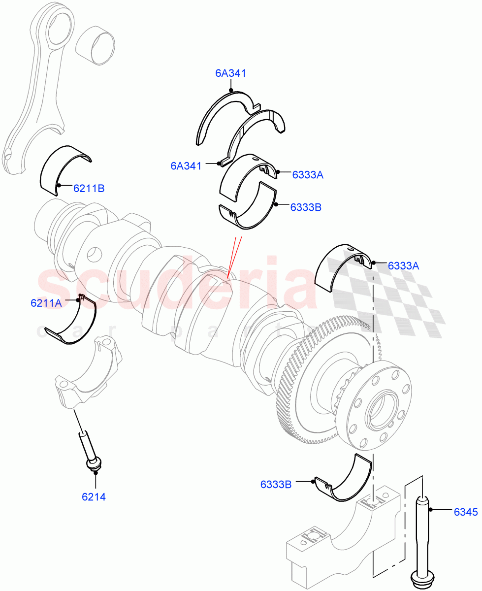 Crankshaft/Pistons And Bearings(2.0L I4 DSL MID DOHC AJ200,Itatiaia (Brazil),2.0L I4 DSL HIGH DOHC AJ200)((V)FROMGT000001) of Land Rover Land Rover Discovery Sport (2015+) [2.0 Turbo Diesel]