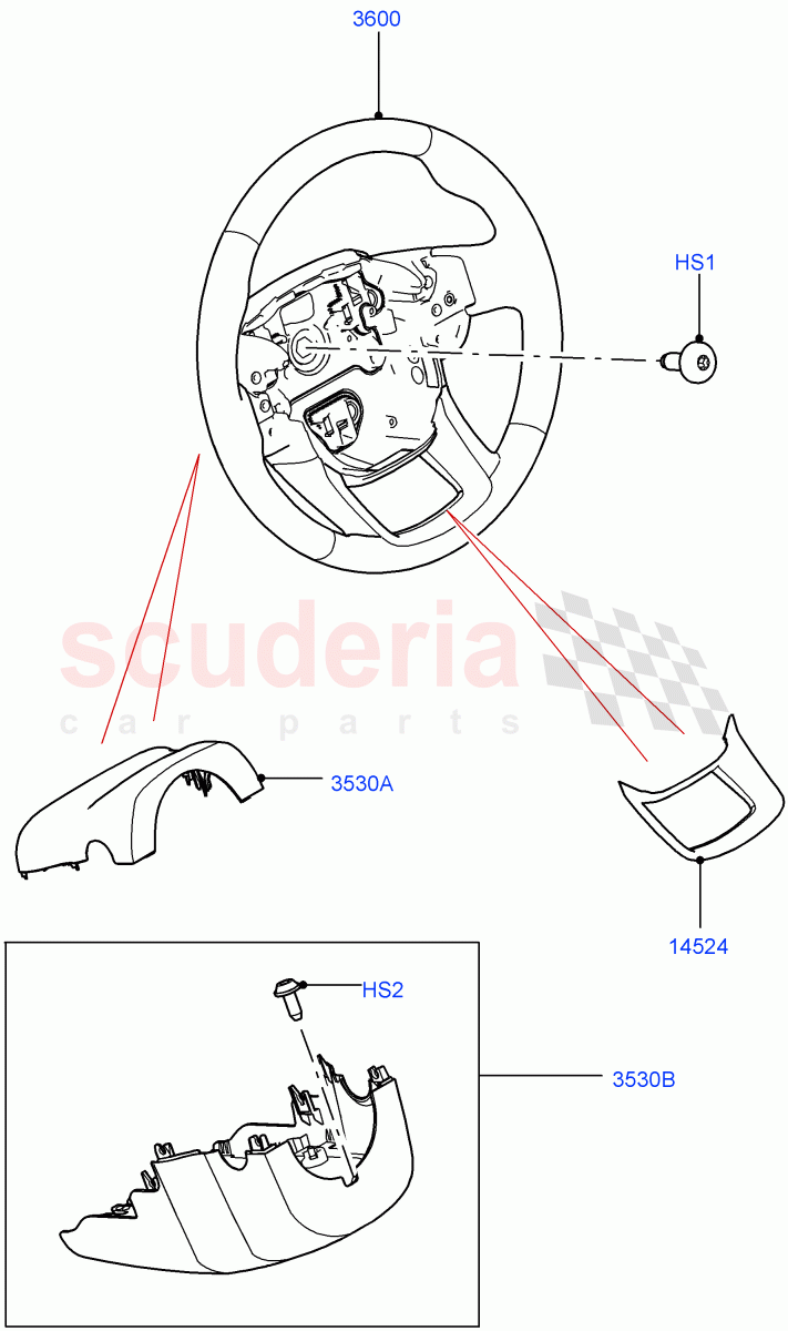 Steering Wheel(Halewood (UK))((V)TOLH999999) of Land Rover Land Rover Range Rover Evoque (2019+) [2.0 Turbo Diesel AJ21D4]