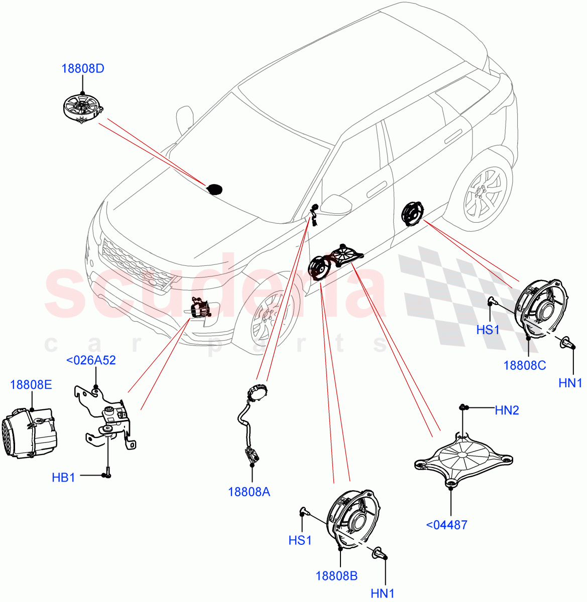 Speakers(Changsu (China),Standard Audio (Base)) of Land Rover Land Rover Range Rover Evoque (2019+) [2.0 Turbo Diesel]