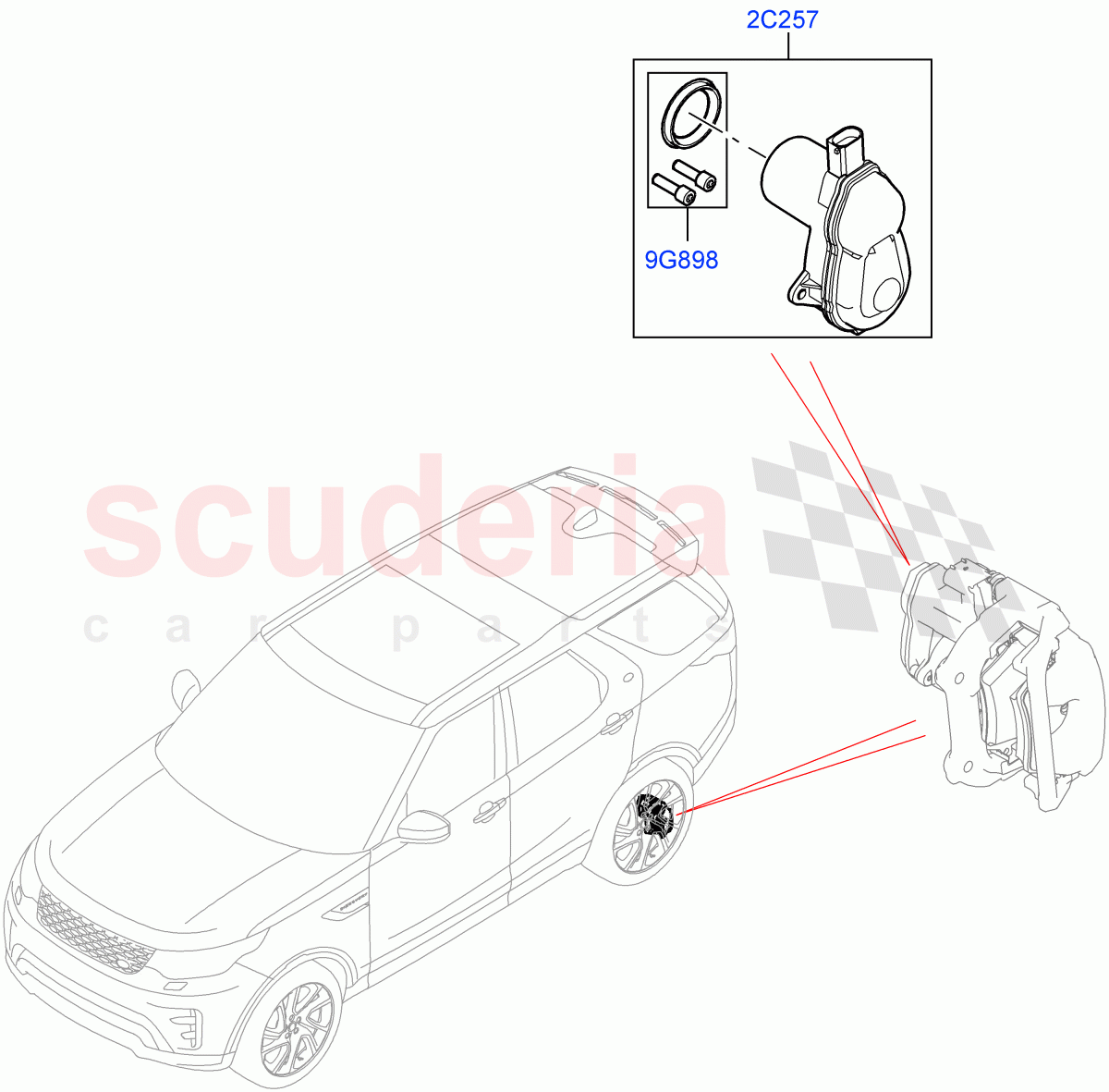 Parking Brake (Solihull Plant Build) ((V) FROMHA000001) of Land Rover Land Rover Discovery 5 (2017+) [3.0 I6 Turbo Diesel AJ20D6]