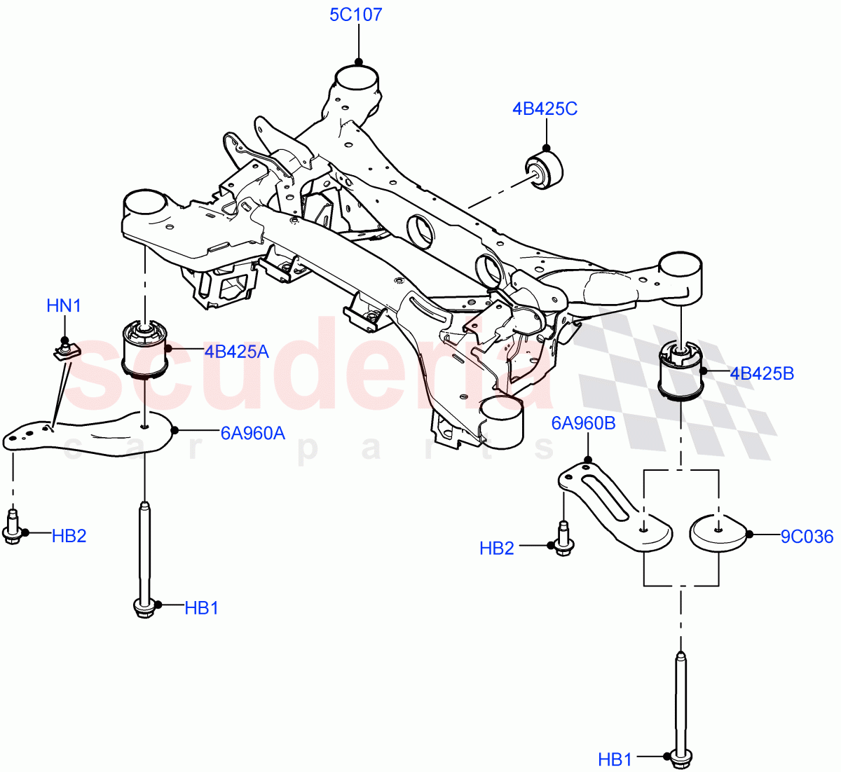 Rear Cross Member & Stabilizer Bar(Crossmember) of Land Rover Land Rover Range Rover Velar (2017+) [5.0 OHC SGDI SC V8 Petrol]