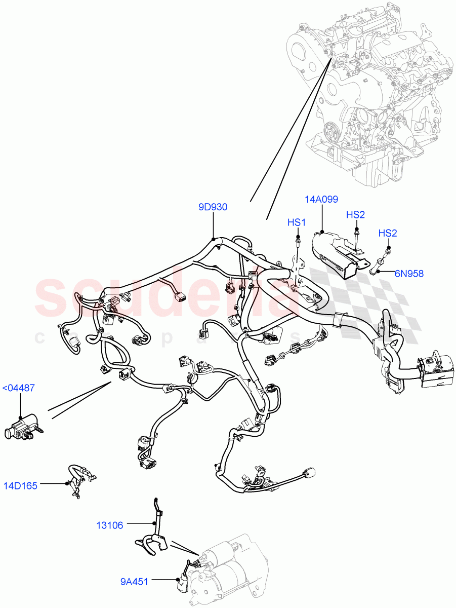 Electrical Wiring - Engine And Dash(3.0 V6 Diesel Electric Hybrid Eng)((V)FROMFA000001) of Land Rover Land Rover Range Rover Sport (2014+) [5.0 OHC SGDI SC V8 Petrol]