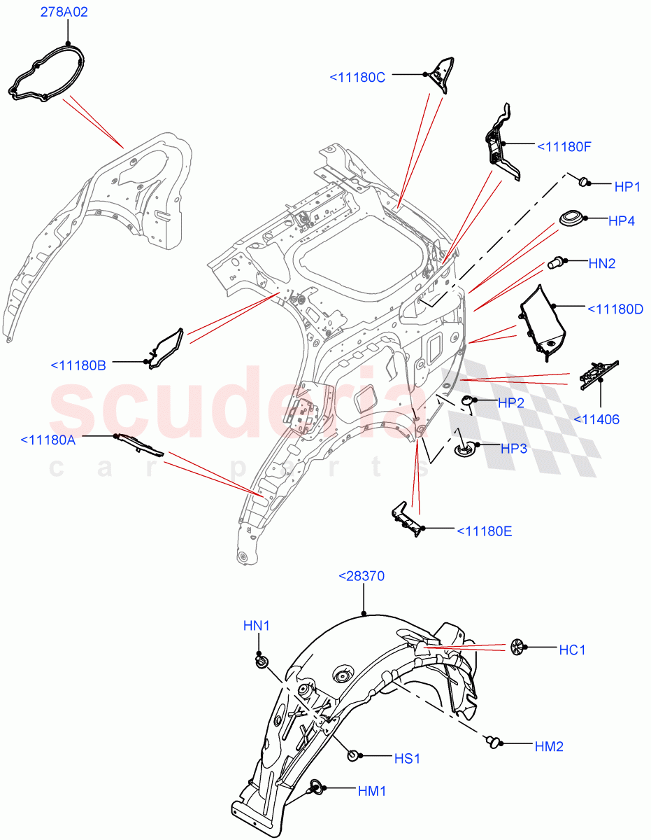 Side Panels - Inner(Solihull Plant Build, Wheelarch)((V)FROMHA000001) of Land Rover Land Rover Discovery 5 (2017+) [3.0 DOHC GDI SC V6 Petrol]