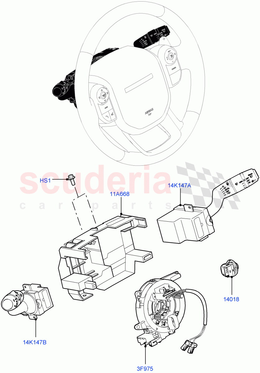 Switches (Steering Column, Solihull Plant Build) ((V) FROMHA000001) of Land Rover Land Rover Discovery 5 (2017+) [3.0 Diesel 24V DOHC TC]