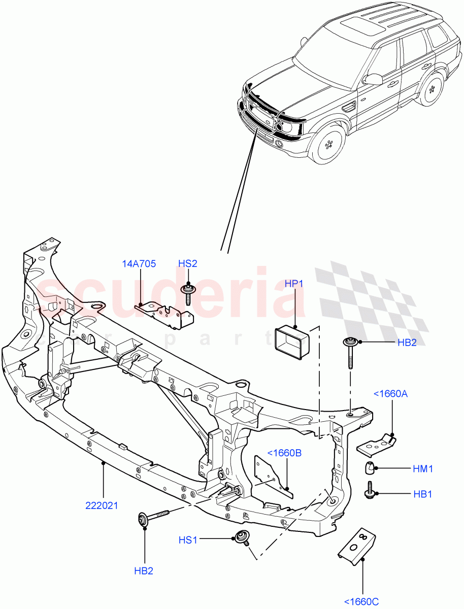 Front Panels, Aprons & Side Members(Front End Carrier)((V)FROMAA000001) of Land Rover Land Rover Range Rover Sport (2010-2013) [5.0 OHC SGDI NA V8 Petrol]