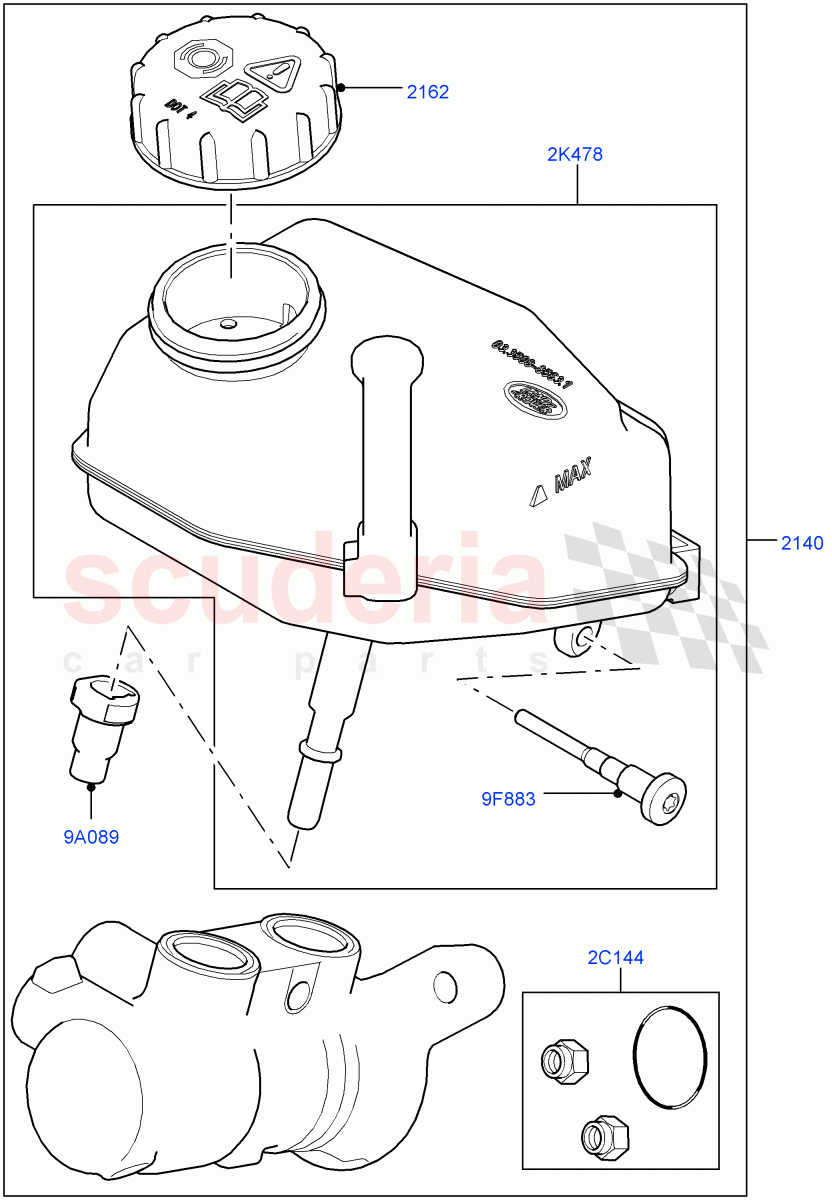 Master Cylinder - Brake System(Halewood (UK),Less Electric Engine Battery,Electric Engine Battery-MHEV) of Land Rover Land Rover Range Rover Evoque (2019+) [2.0 Turbo Petrol AJ200P]