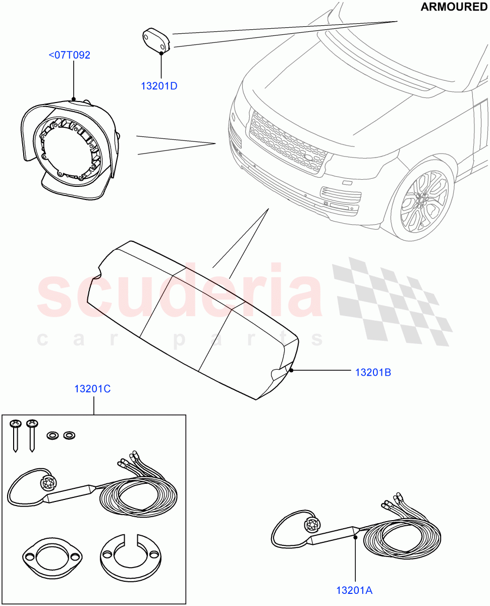 Headlamps And Front Flasher Lamps(Option, Flashing LED)(Armoured)((V)FROMEA000001) of Land Rover Land Rover Range Rover (2012-2021) [5.0 OHC SGDI NA V8 Petrol]