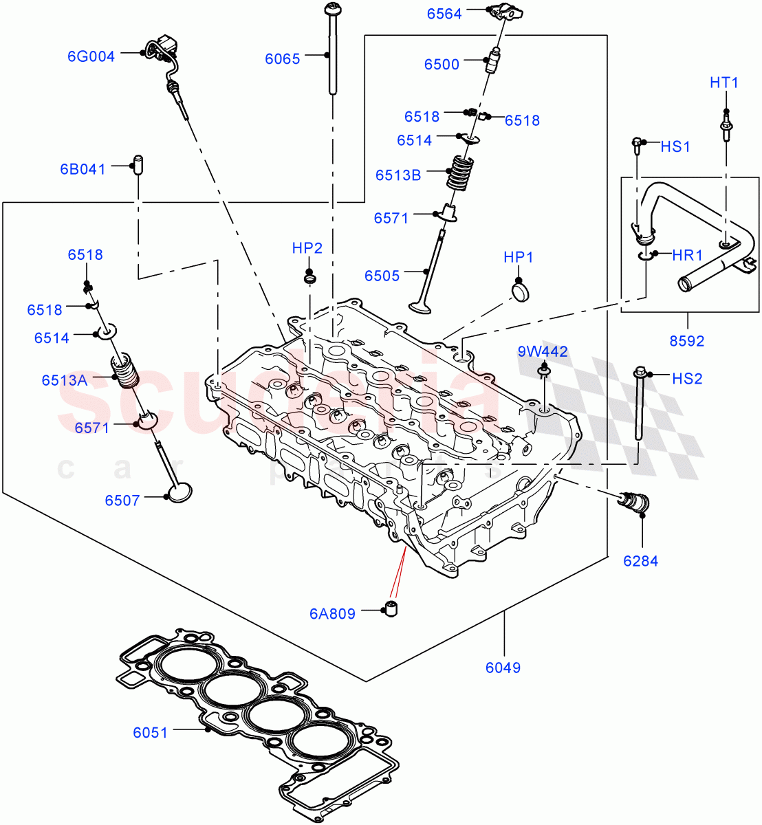 Cylinder Head(2.0L I4 High DOHC AJ200 Petrol,2.0L I4 Mid DOHC AJ200 Petrol,2.0L I4 Mid AJ200 Petrol E100)((V)FROMJH000001) of Land Rover Land Rover Discovery Sport (2015+) [2.0 Turbo Petrol AJ200P]