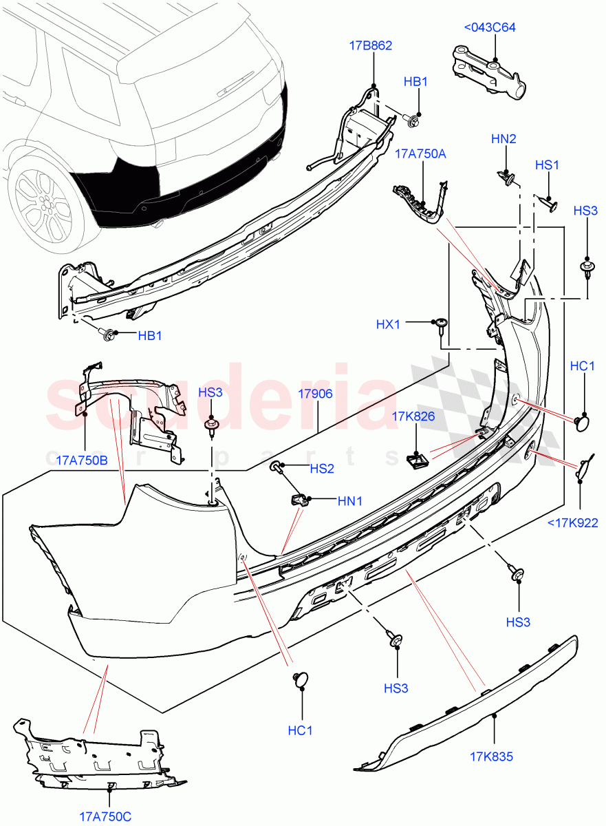 Rear Bumper(Changsu (China),Front Bumper - Painted Body Colour)((V)FROMFG000001,(V)TOKG446856) of Land Rover Land Rover Discovery Sport (2015+) [2.0 Turbo Diesel AJ21D4]