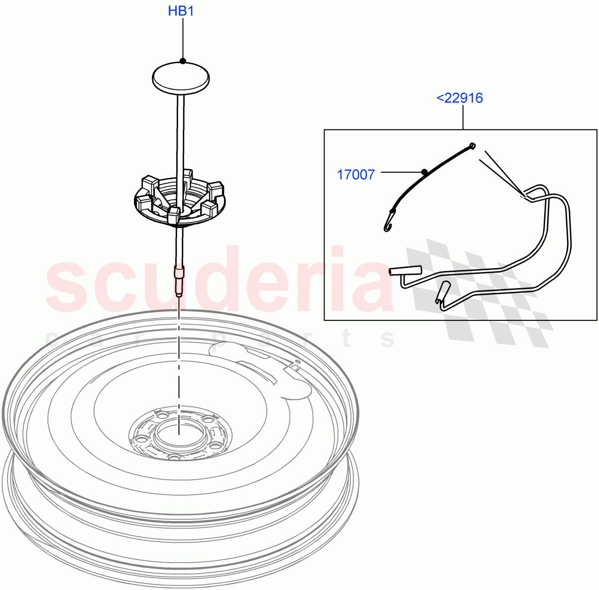 Spare Wheel Carrier(Halewood (UK),Spare Wheel - Reduced Section Steel) of Land Rover Land Rover Range Rover Evoque (2012-2018) [2.2 Single Turbo Diesel]