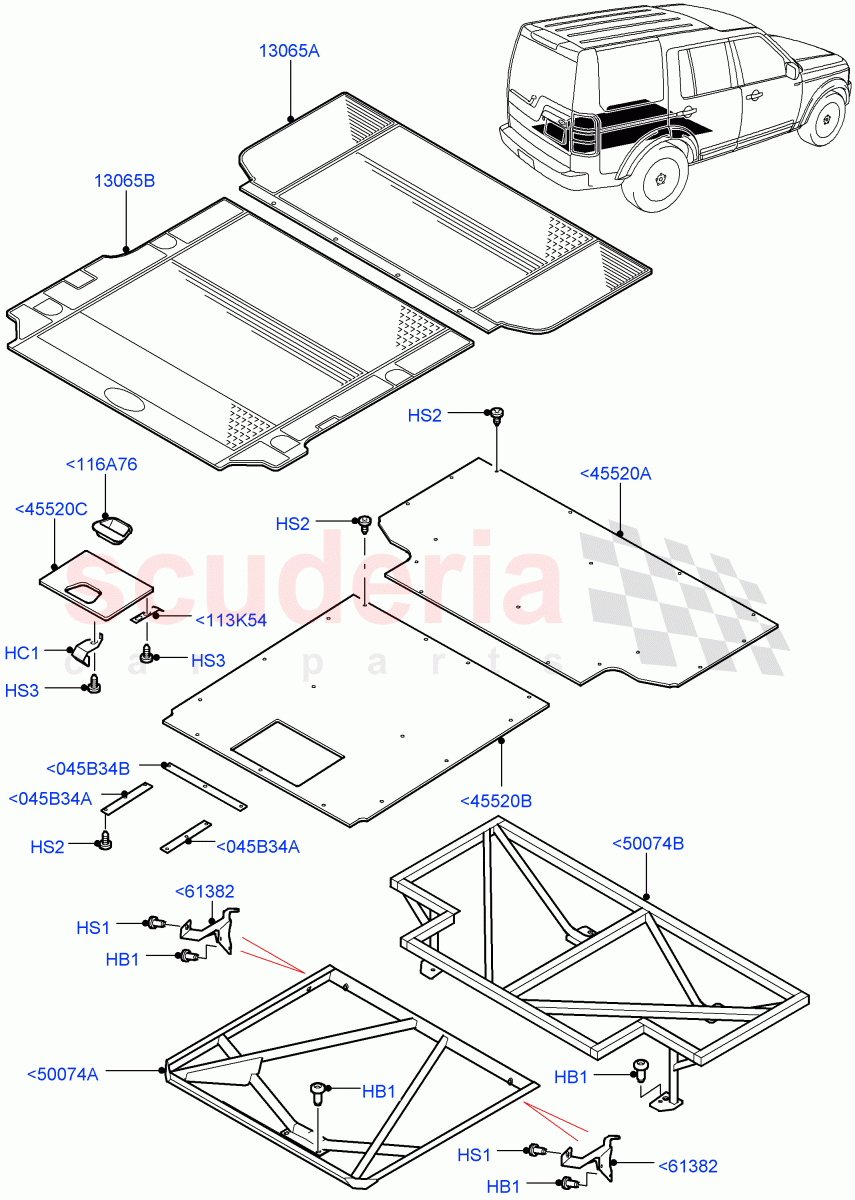 Load Compartment Trim(Commercial)(With 2 Seat Configuration)((V)FROMAA000001) of Land Rover Land Rover Discovery 4 (2010-2016) [4.0 Petrol V6]