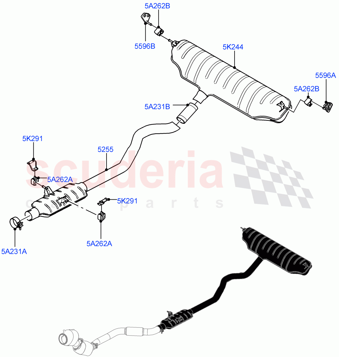Rear Exhaust System (Nitra Plant Build) (3.0L AJ20P6 Petrol High) of Land Rover Land Rover Defender (2020+) [3.0 I6 Turbo Petrol AJ20P6]