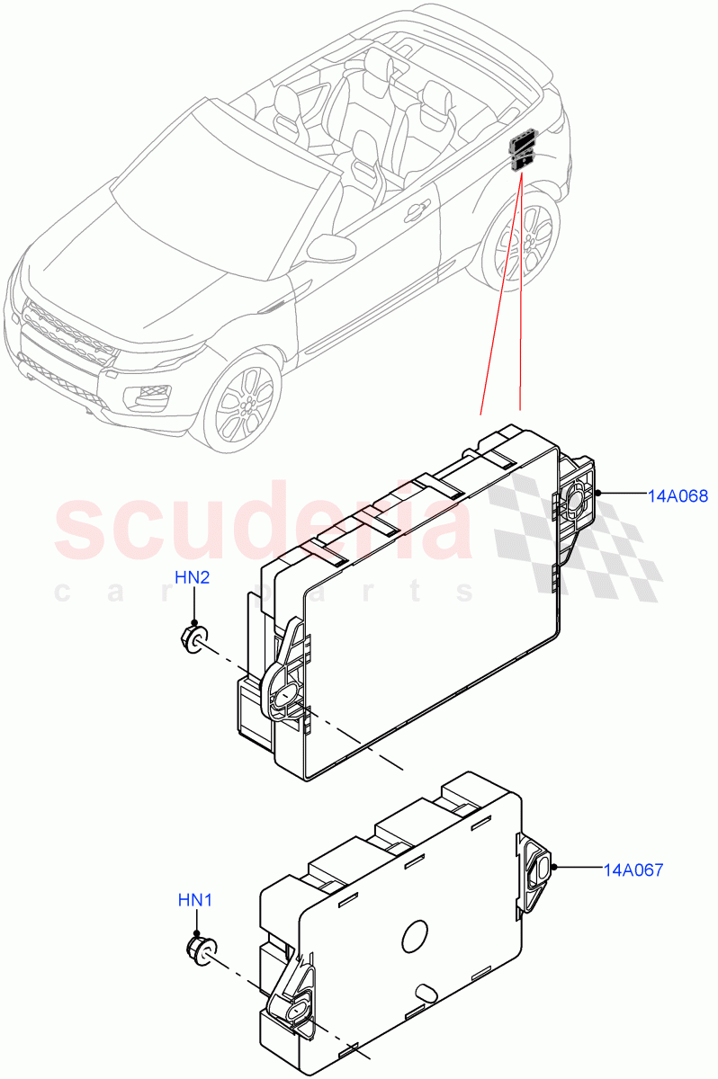 Fuses, Holders And Circuit Breakers (Rear) (2 Door Convertible, Halewood (UK)) ((V) FROMGH000001) of Land Rover Land Rover Range Rover Evoque (2012-2018) [2.0 Turbo Diesel]