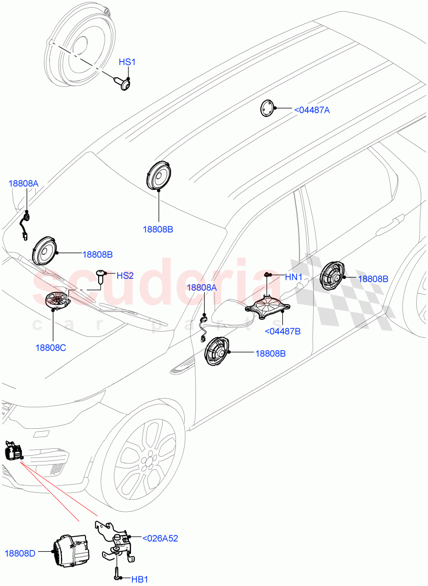 Speakers(Halewood (UK),Standard Audio (Base)) of Land Rover Land Rover Discovery Sport (2015+) [2.0 Turbo Diesel AJ21D4]