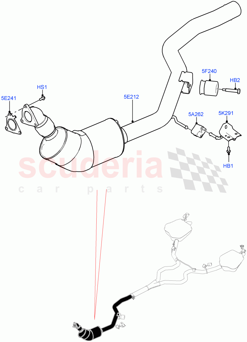 Front Exhaust System (Solihull Plant Build) (3.0 V6 D Low MT ROW, Euro Stage 4 Emissions) ((V) FROMHA000001) of Land Rover Land Rover Range Rover Sport (2014+) [3.0 Diesel 24V DOHC TC]
