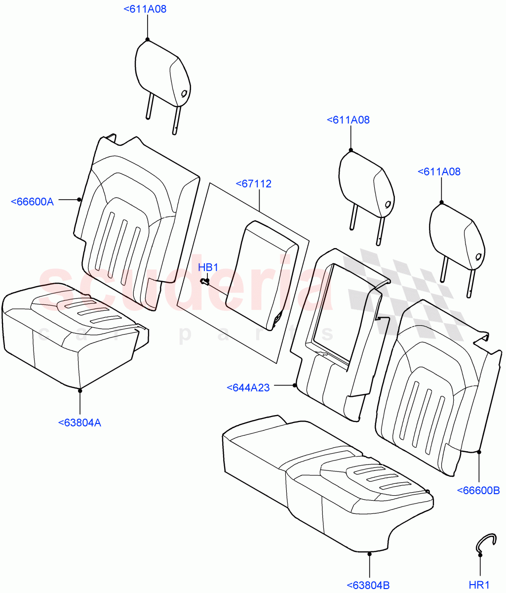 Rear Seat Covers(Standard Wheelbase,Taurus Leather/Robust Woven Textile,60/40 Load Through With Slide) of Land Rover Land Rover Defender (2020+) [5.0 OHC SGDI SC V8 Petrol]