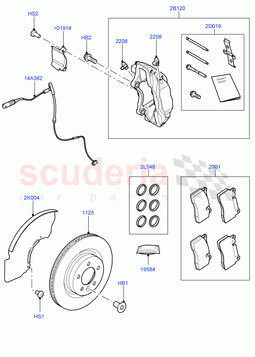 Front Brake Discs And Calipers(3.0L DOHC GDI SC V6 PETROL,Engine Power Source - 380PS/450NM)((V)FROMGA000001,(V)TOGA285152) of Land Rover Land Rover Range Rover (2012-2021) [3.0 I6 Turbo Diesel AJ20D6]