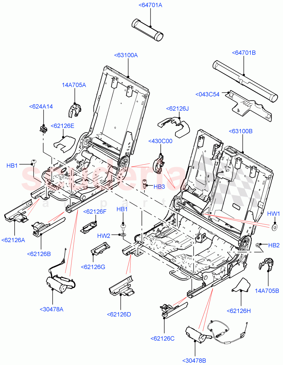 Rear Seat Base(Changsu (China),60/40 Load Through With Slide)((V)FROMFG000001) of Land Rover Land Rover Discovery Sport (2015+) [1.5 I3 Turbo Petrol AJ20P3]