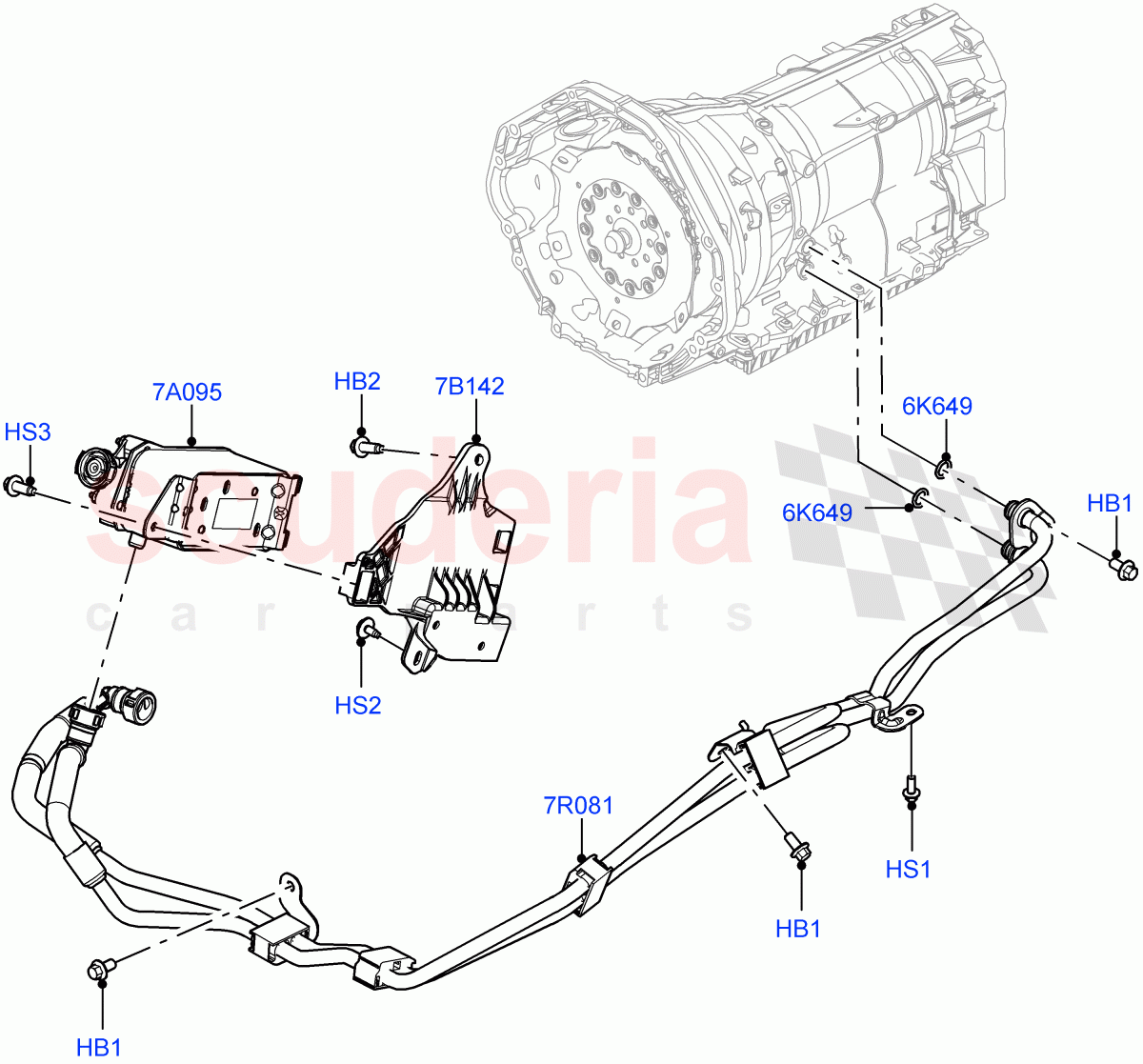 Transmission Cooling Systems (4.4 V8 Turbo Petrol (NC10), 8 Speed Auto Trans ZF 8HP76) of Land Rover Land Rover Range Rover (2022+) [3.0 I6 Turbo Diesel AJ20D6]