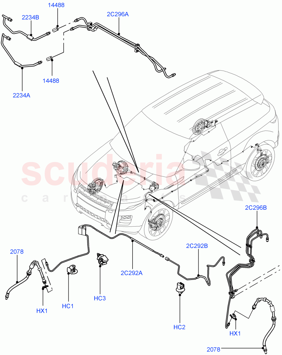 Front Brake Pipes(RHD,Halewood (UK))((V)FROMEH000001) of Land Rover Land Rover Range Rover Evoque (2012-2018) [2.0 Turbo Petrol AJ200P]