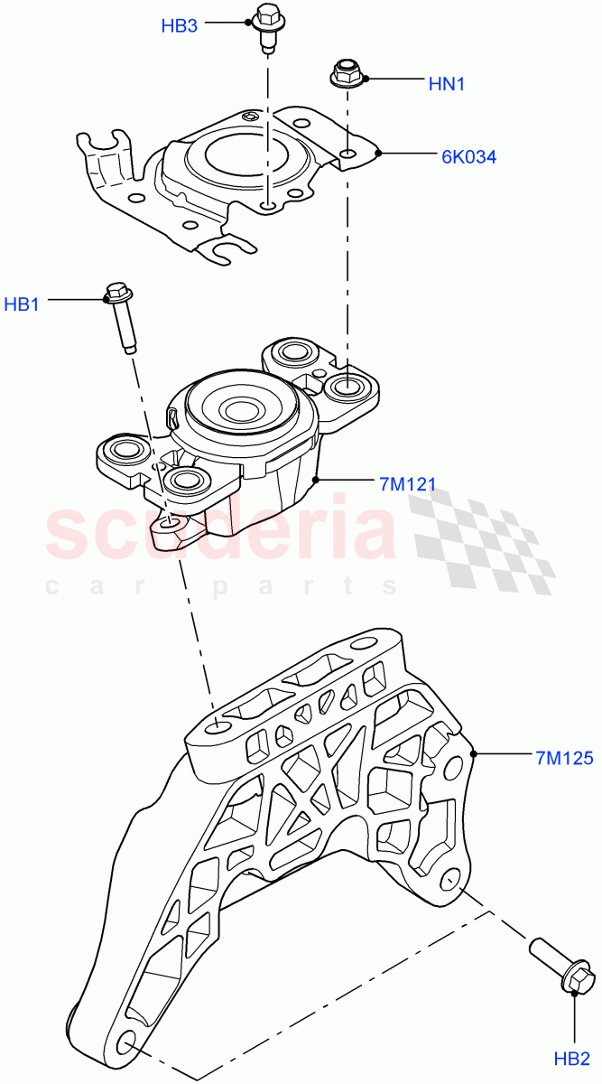 Transmission Mounting(2.2L CR DI 16V Diesel,6 Speed Manual Trans M66 - AWD,Halewood (UK),6 Speed Manual Trans-JLR M66 2WD) of Land Rover Land Rover Range Rover Evoque (2012-2018) [2.0 Turbo Diesel]