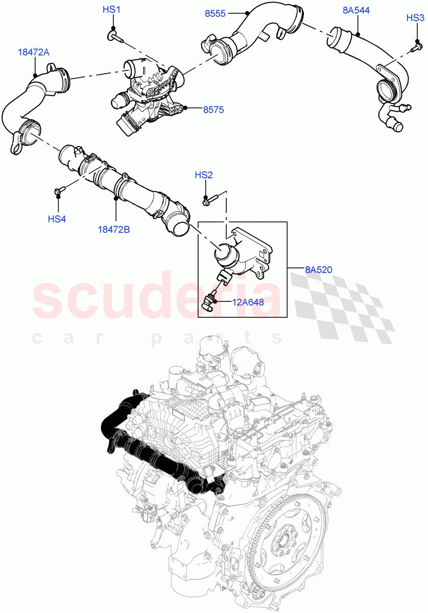 Thermostat/Housing & Related Parts(1.5L AJ20P3 Petrol High PHEV,Changsu (China),1.5L AJ20P3 Petrol High) of Land Rover Land Rover Range Rover Evoque (2019+) [1.5 I3 Turbo Petrol AJ20P3]