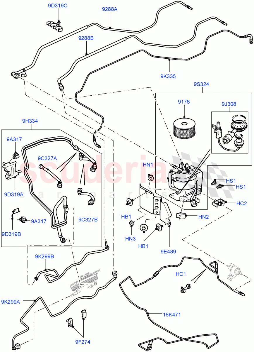 Fuel Lines(Lion Diesel 2.7 V6 (140KW))((V)FROM7A000001,(V)TO9A999999) of Land Rover Land Rover Range Rover Sport (2005-2009) [2.7 Diesel V6]