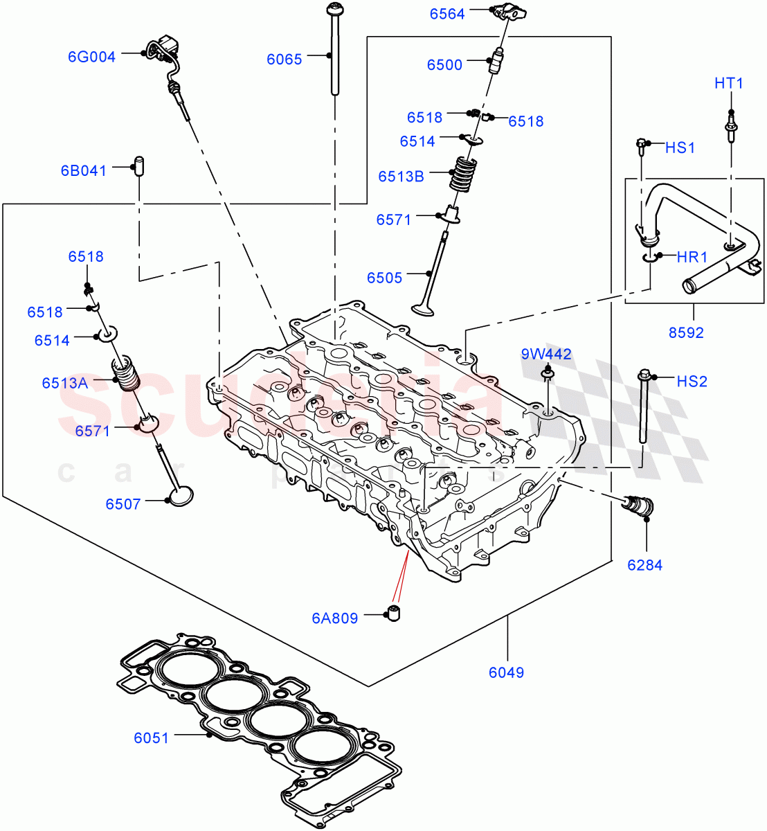 Cylinder Head(2.0L I4 Mid AJ200 Petrol E100,Itatiaia (Brazil),2.0L I4 Mid DOHC AJ200 Petrol)((V)FROMJT000001) of Land Rover Land Rover Range Rover Evoque (2012-2018) [2.0 Turbo Petrol AJ200P]